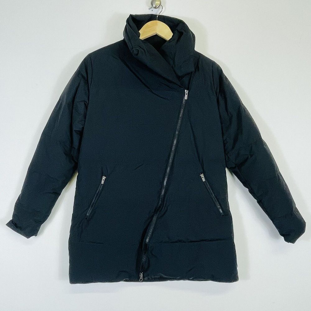 Lucy Hatha Asymmetrical‎ Zip Black Jacket Coat Puffer Down Fill Women Small